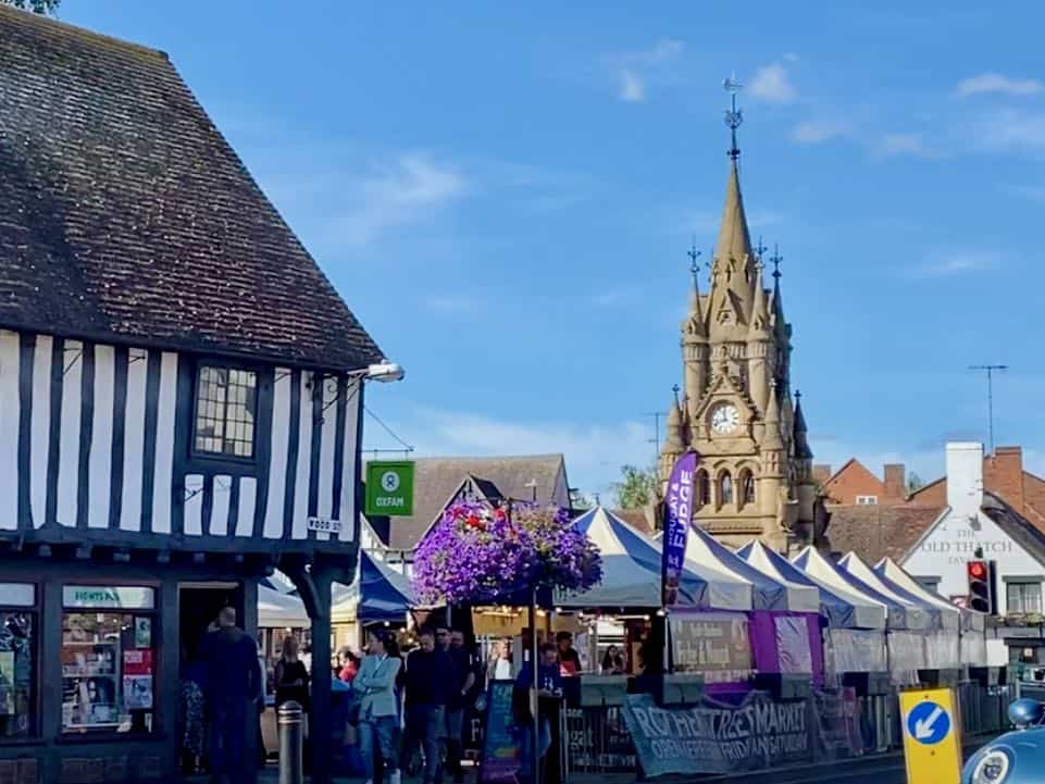 market stalls on rother street in Stratford upon Avon