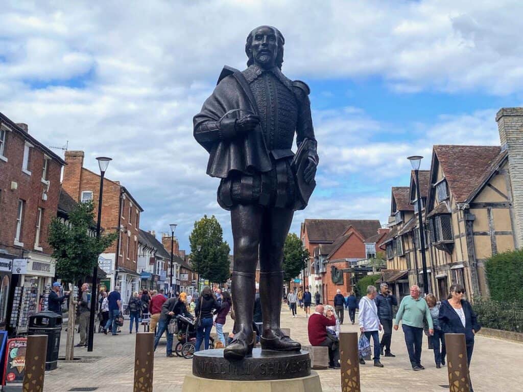 Statue of shakespeare on henley street in Stratford upon Avon